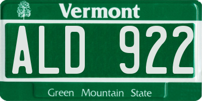 VT license plate ALD922