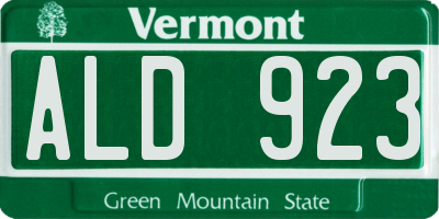 VT license plate ALD923
