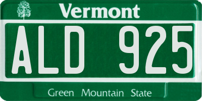 VT license plate ALD925