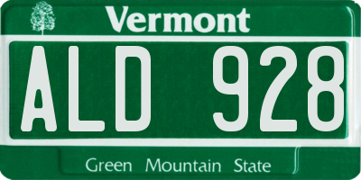 VT license plate ALD928