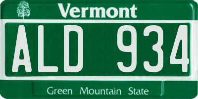 VT license plate ALD934