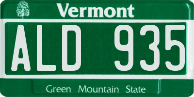 VT license plate ALD935