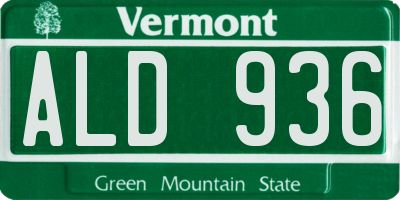 VT license plate ALD936