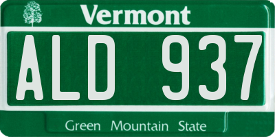 VT license plate ALD937