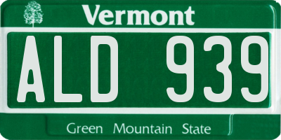 VT license plate ALD939