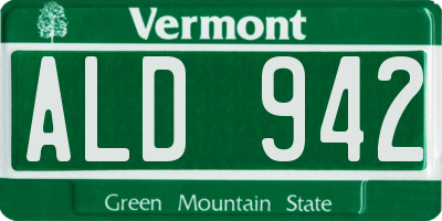 VT license plate ALD942