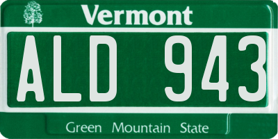 VT license plate ALD943