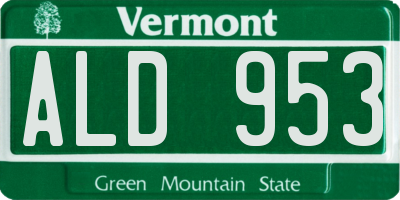 VT license plate ALD953
