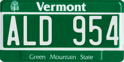 VT license plate ALD954
