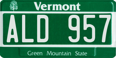 VT license plate ALD957