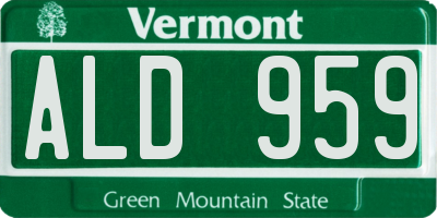 VT license plate ALD959