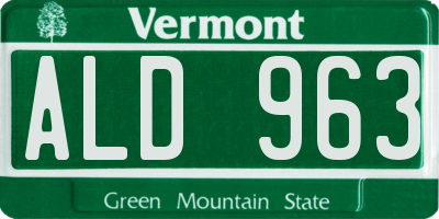 VT license plate ALD963