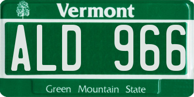 VT license plate ALD966