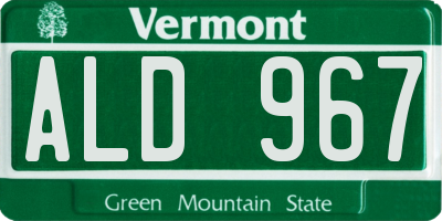 VT license plate ALD967