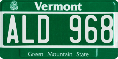 VT license plate ALD968