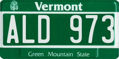 VT license plate ALD973