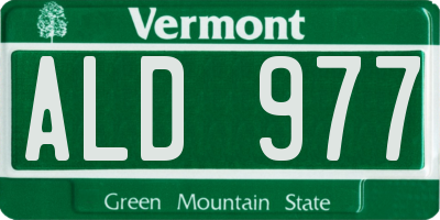 VT license plate ALD977