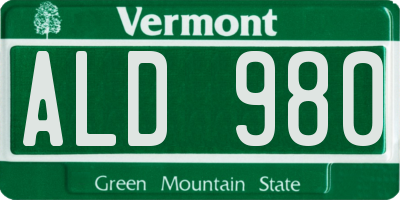 VT license plate ALD980