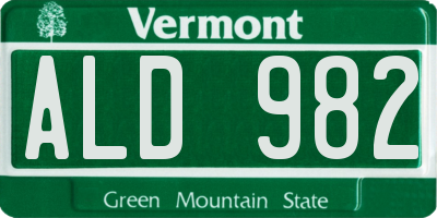 VT license plate ALD982