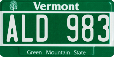 VT license plate ALD983