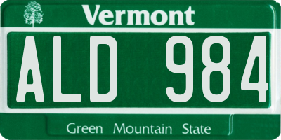 VT license plate ALD984