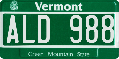 VT license plate ALD988