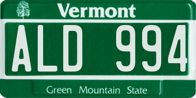 VT license plate ALD994