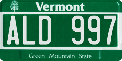 VT license plate ALD997
