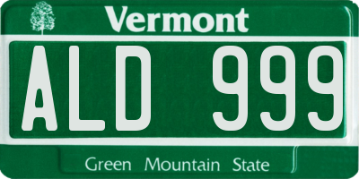 VT license plate ALD999