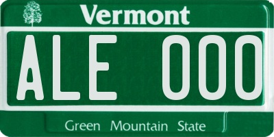 VT license plate ALE000