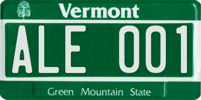 VT license plate ALE001