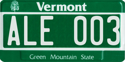 VT license plate ALE003