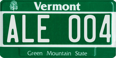VT license plate ALE004