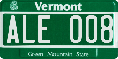 VT license plate ALE008