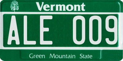 VT license plate ALE009