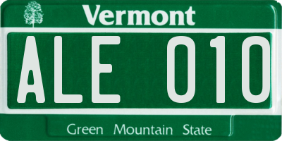 VT license plate ALE010