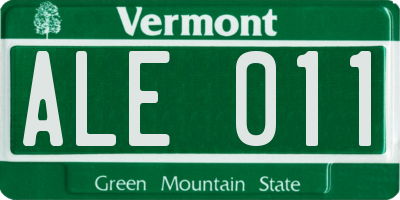 VT license plate ALE011