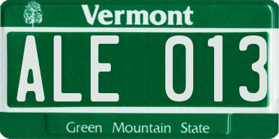 VT license plate ALE013