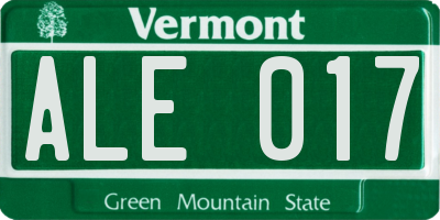 VT license plate ALE017