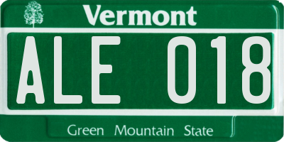 VT license plate ALE018