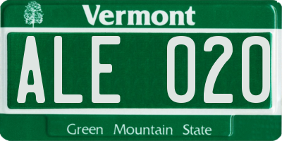 VT license plate ALE020