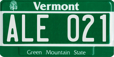 VT license plate ALE021