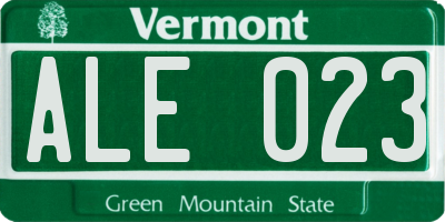 VT license plate ALE023