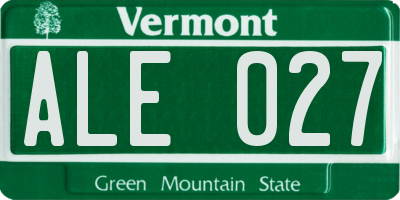 VT license plate ALE027