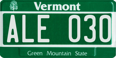VT license plate ALE030