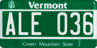 VT license plate ALE036