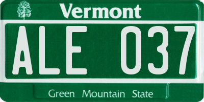 VT license plate ALE037