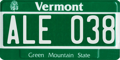 VT license plate ALE038