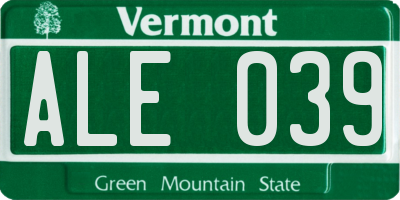 VT license plate ALE039