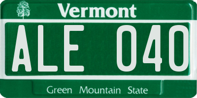 VT license plate ALE040